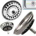 2x Stainless Steel Replacement Kitchen Sink Drain Strainer Drainer Waste Plug