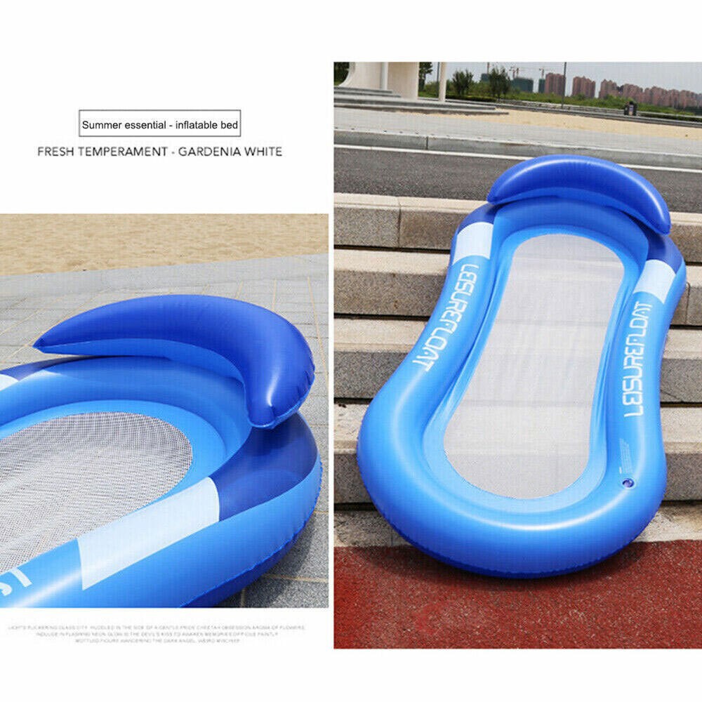Inflatable Lilo Lounger Chair Floating Row Beach Swimming Pool Aid Air Mat Bed