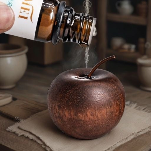 3x Apple Shaped Oil Diffusers Dark Wood  Flameless Wooden Essential Oil Diffuser