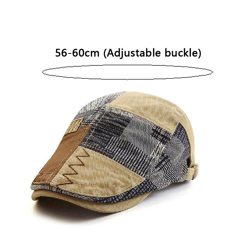 Men Patchwork Flat Cap Cotton Golf Driving Cabbie Gatsby Cap Beret Newsboy Hat
