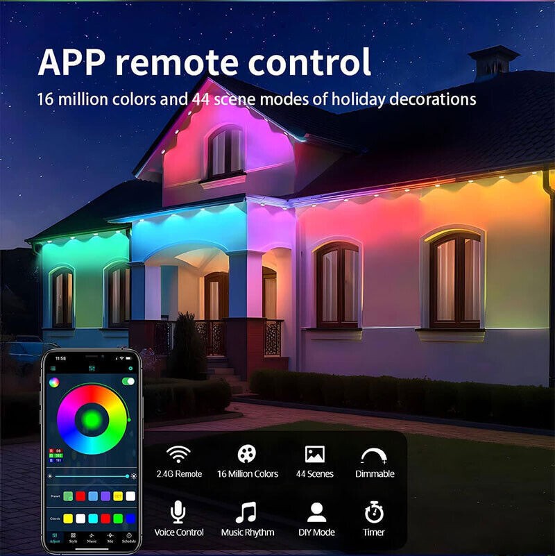 Permanent Outdoor Eaves Lights Smart RGBIC App Remote LED DIY Scene Modes lamp