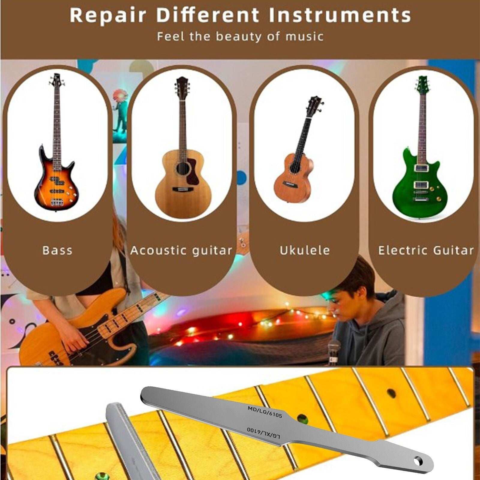 Guitar Crowning File Double-Sided Fret Crowning Files Luthier Tools Professio