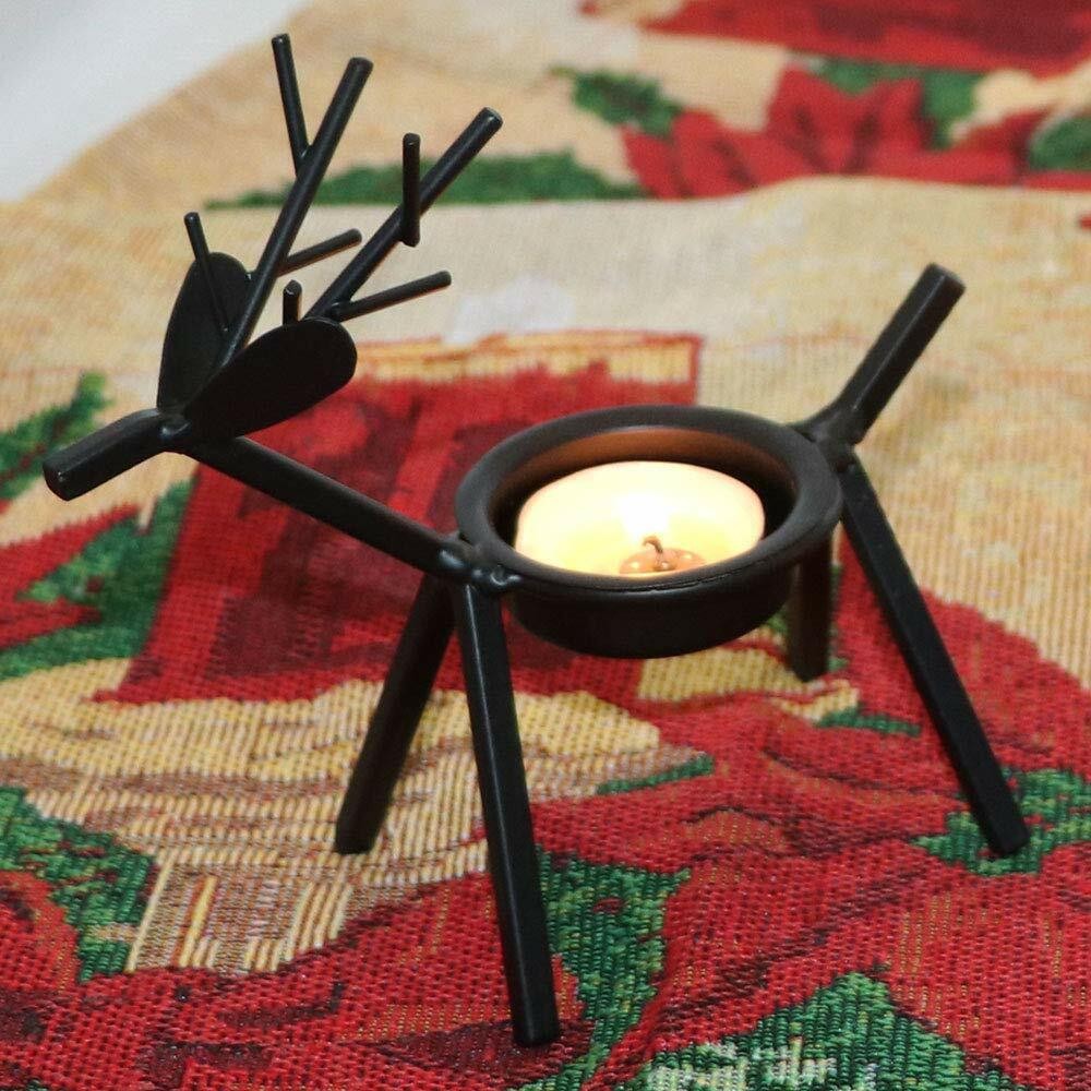 4 Metal Reindeer Tea Light Candle Holders Iron Decoration for Party Dining Table