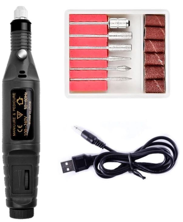 UK Electric Machine Manicure Nail Drill Set Pedicure Portable Nail Buffer File