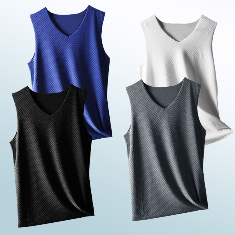 Men's ice silk Undershirts Sleeveless Underwear Race-beam Vest Mesh Cool Tagless