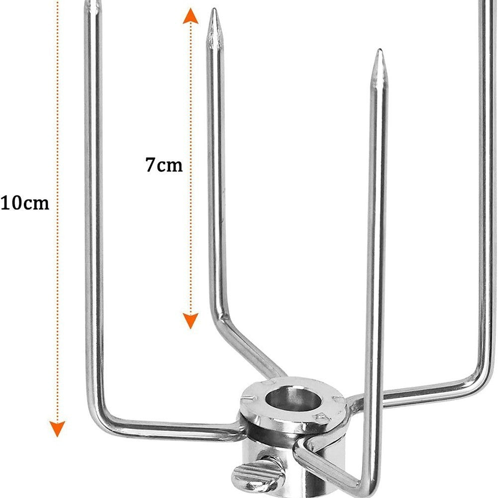Stainless Steel BBQ Rotisserie Meat Forks Clamp with Locking Screw Set of 2