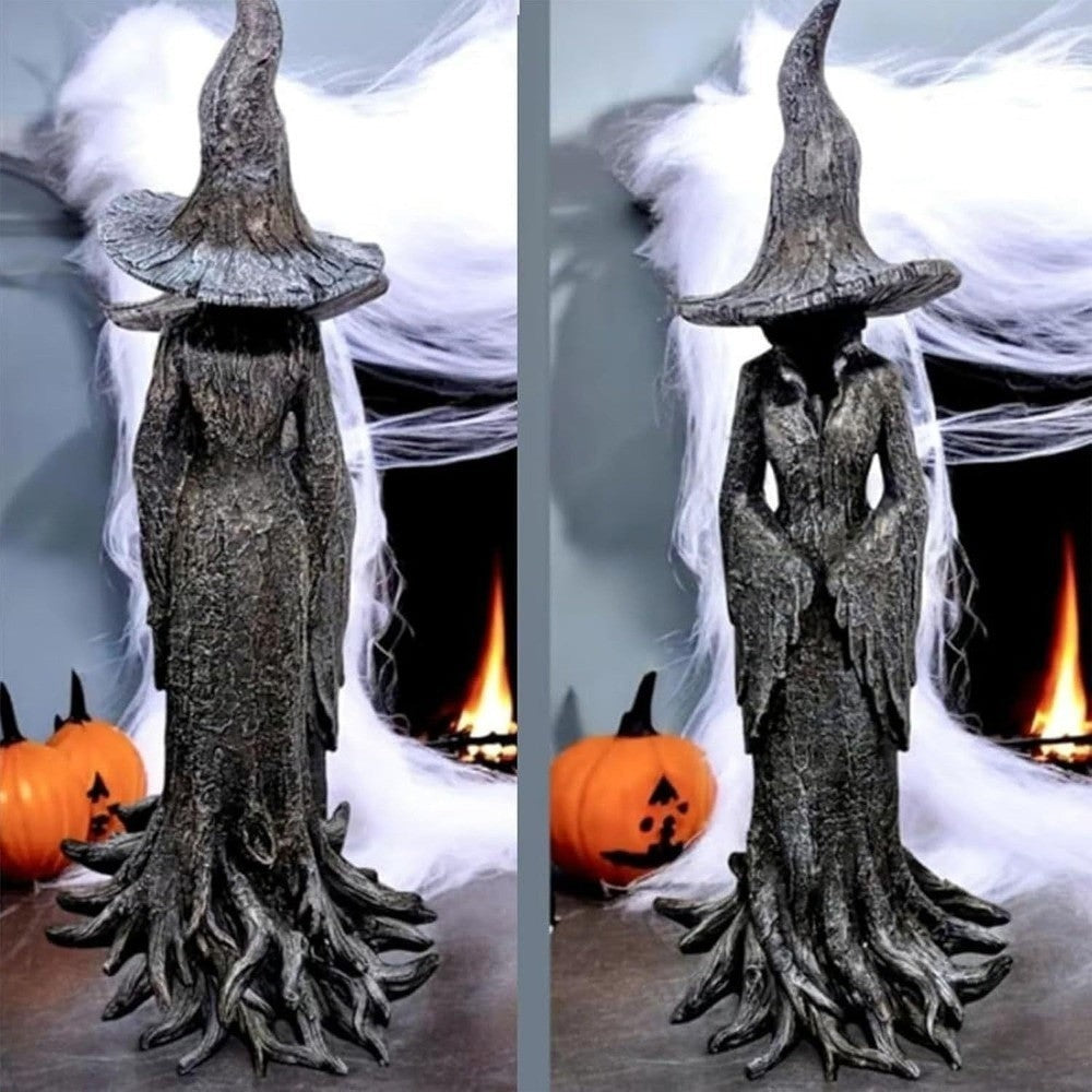 Retro Witch Statue Resin Craft Desktop Decoration Halloween Ornament Home Decor