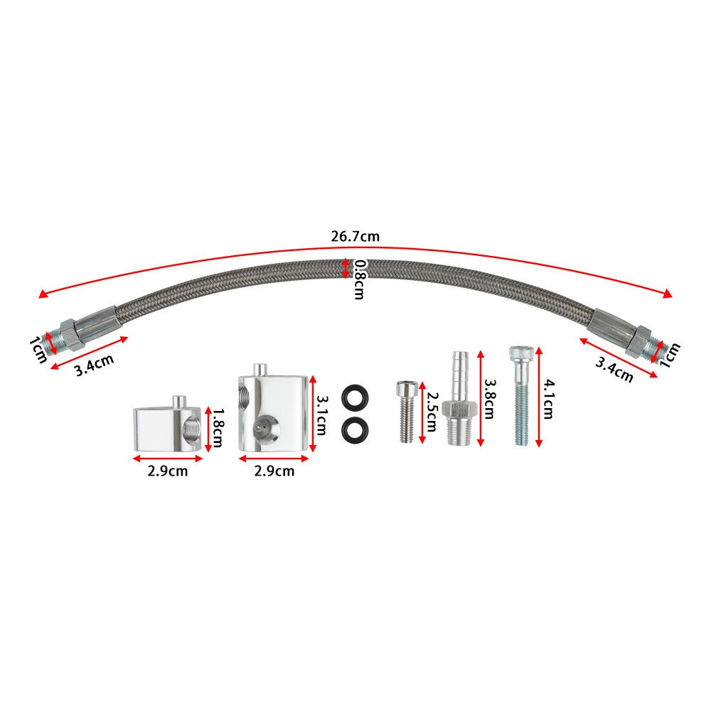 LS Coolant Steam Crossover Throttle Body Braided Hose Kit For LS1 Cylinder Head