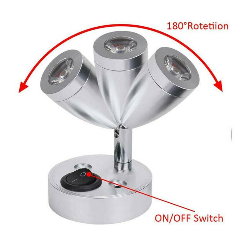 2Pc 12V LED Interior Spot Reading Light Switch Camper Van Caravan Boat Motorhome