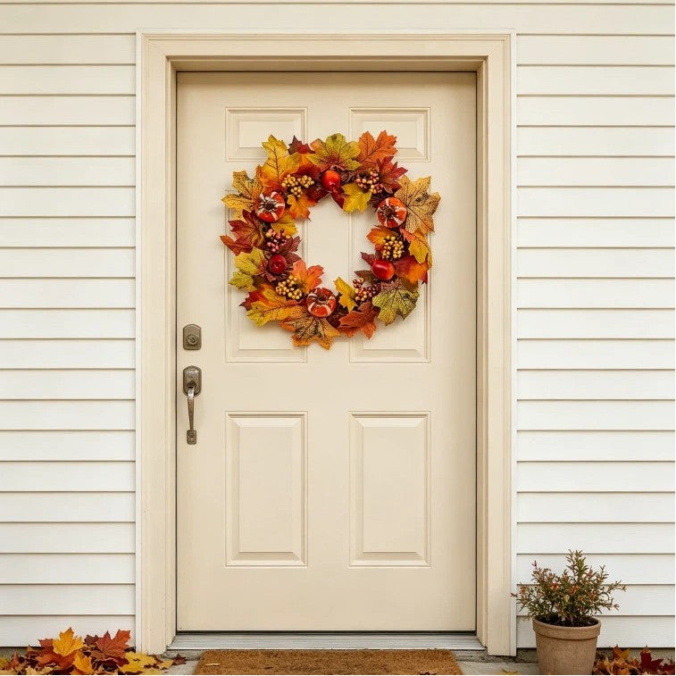 Fall Wreath Halloween Door Large Pumpkin Wreath Thanksgiving Wreath Autumn Decor
