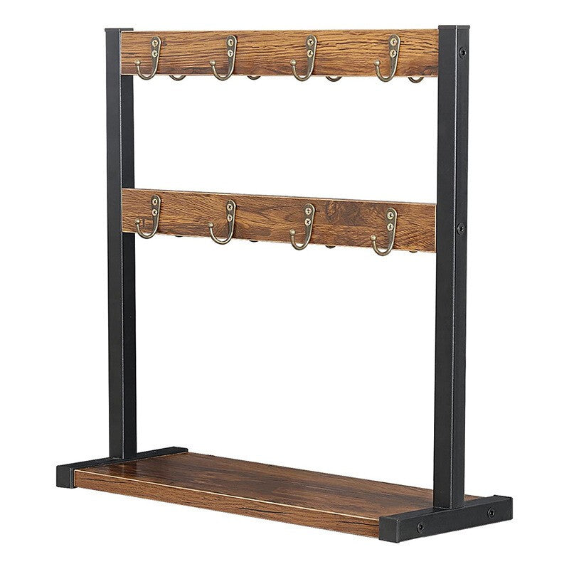 Rustic Coffee Mug Holder Stand, 2 Tier Countertop Mug Tree Holder Rack