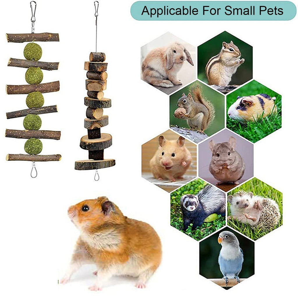 16Pcs Chew Toys Set for Small Animal Rabbit Teeth Care and Exercise Natural Wood