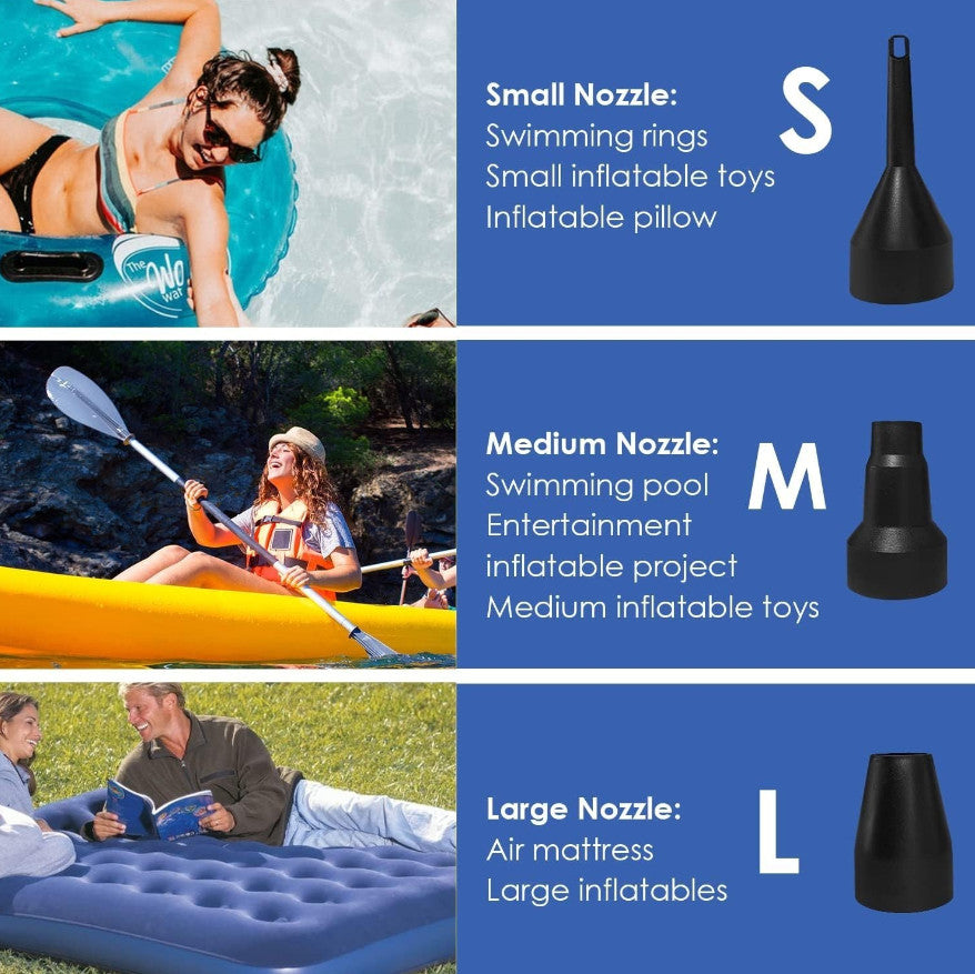 3 in 1 Electric Air Pump For Inflatables Camping Bed Pool Inflator Air Mattress