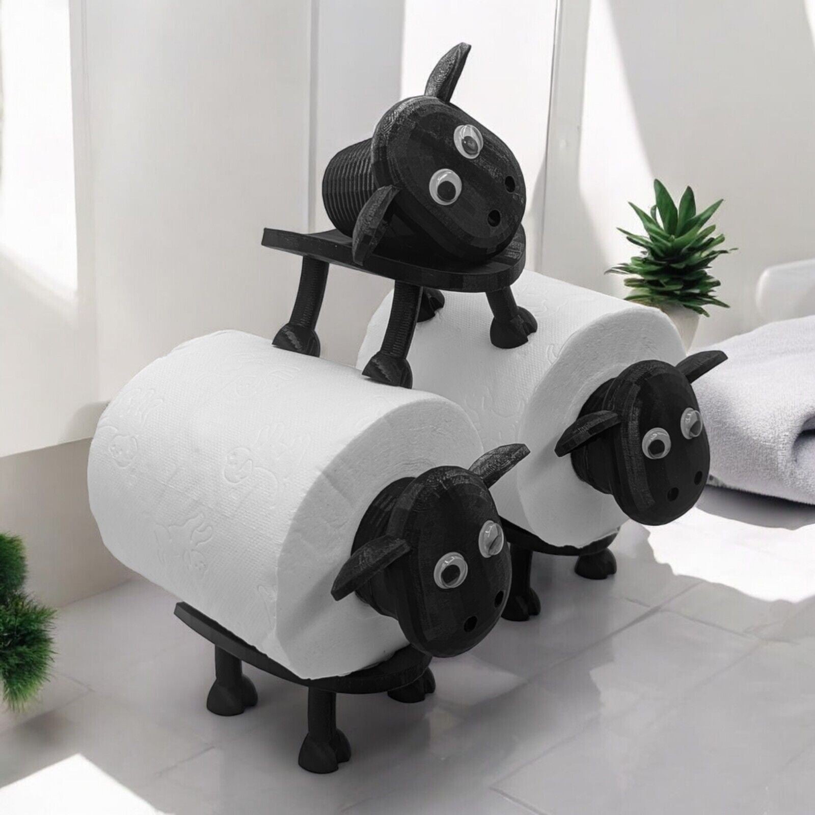 3PCS FUNNY SHEEP TOILET PAPER HOLDER QUIRKY BATHROOM DECOR LOO ROLL STORAGE UK🔥