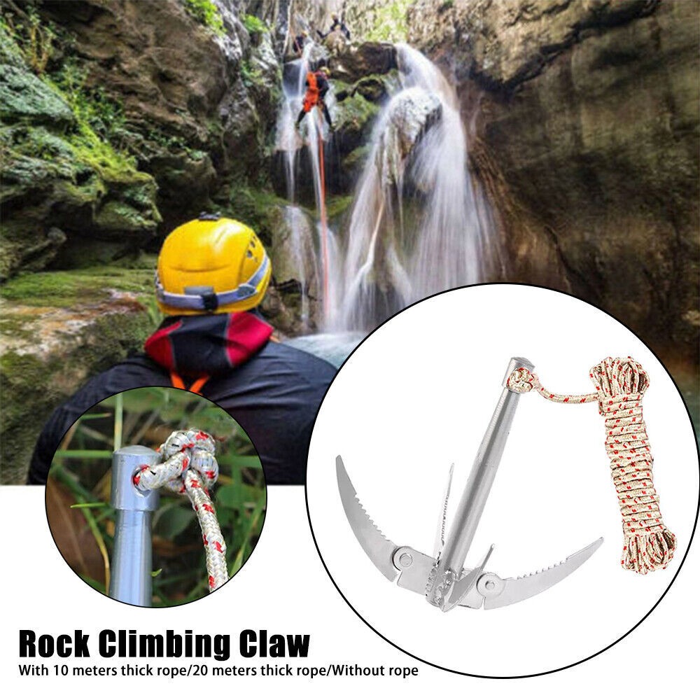 Fishing/Rock Climbing Claw With Rope Folding Boats Anchor Grappling Hook Tool UK