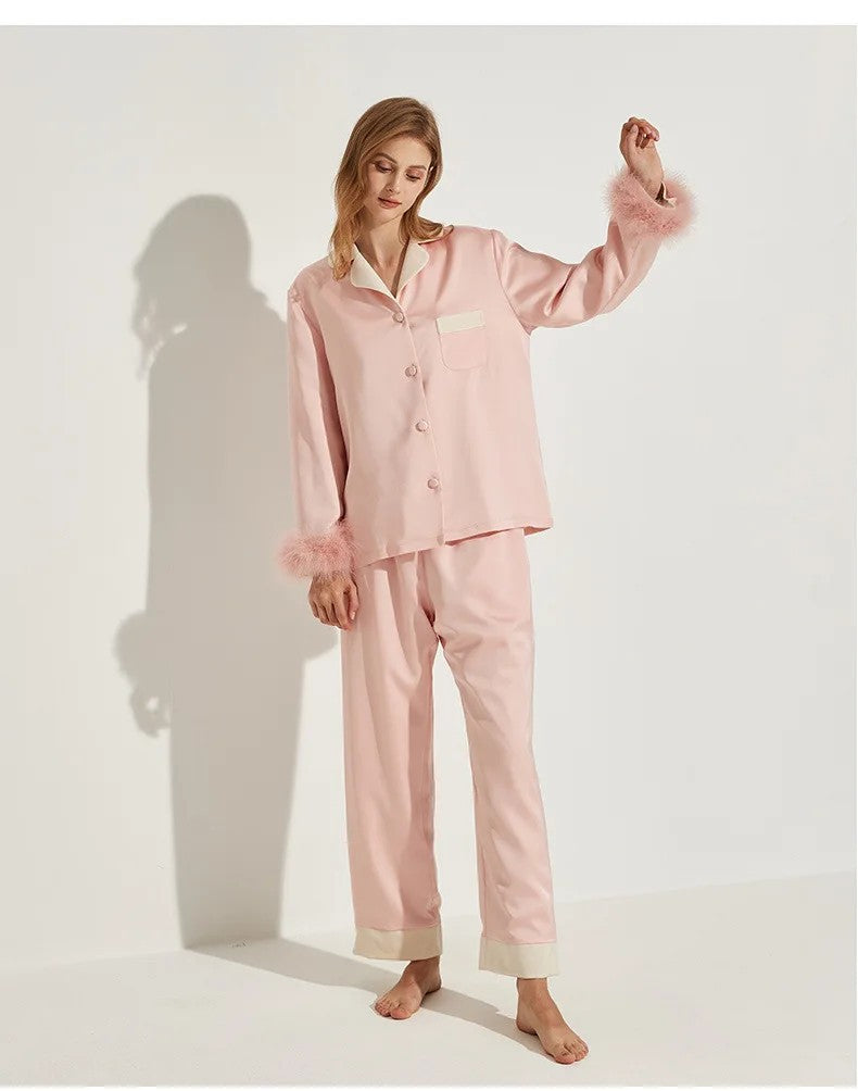 Womens Pajamas Women's Autumn Winter Fleece Thickened Removable Feather Homewear