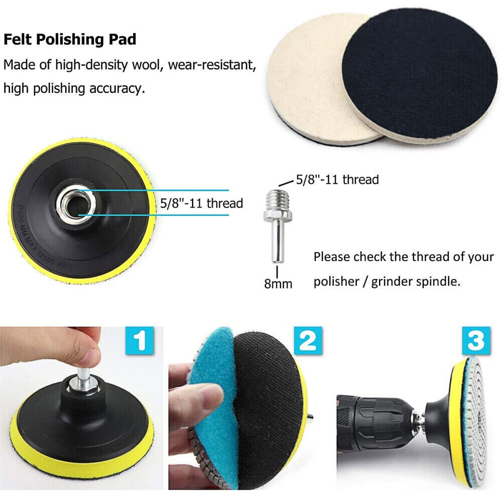 UK 16pcs Diamond Polishing Pads Wet Dry 4 Inch Set Kit For Concrete Marble Tile