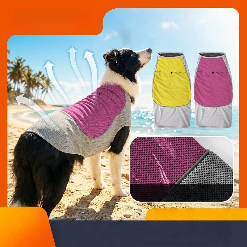 PET DOG CAT COOLING COAT  SUMMER COOL VEST Reflective Pocket can place ice pack