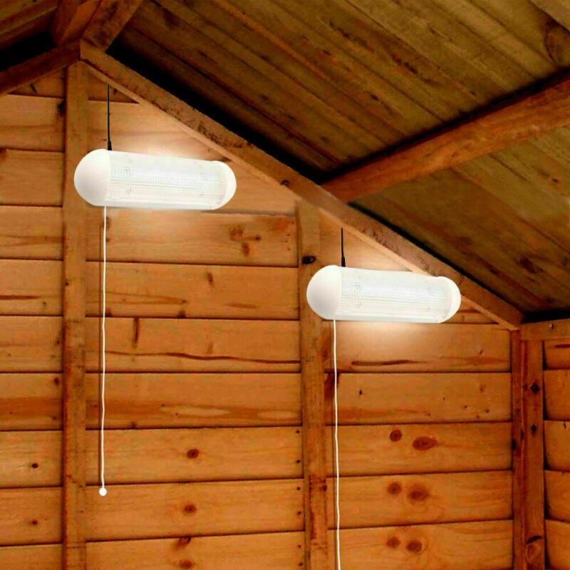 2x Solar Power LED Light Rechargeable Garage Shed Light Garden Indoor Outdoor UK