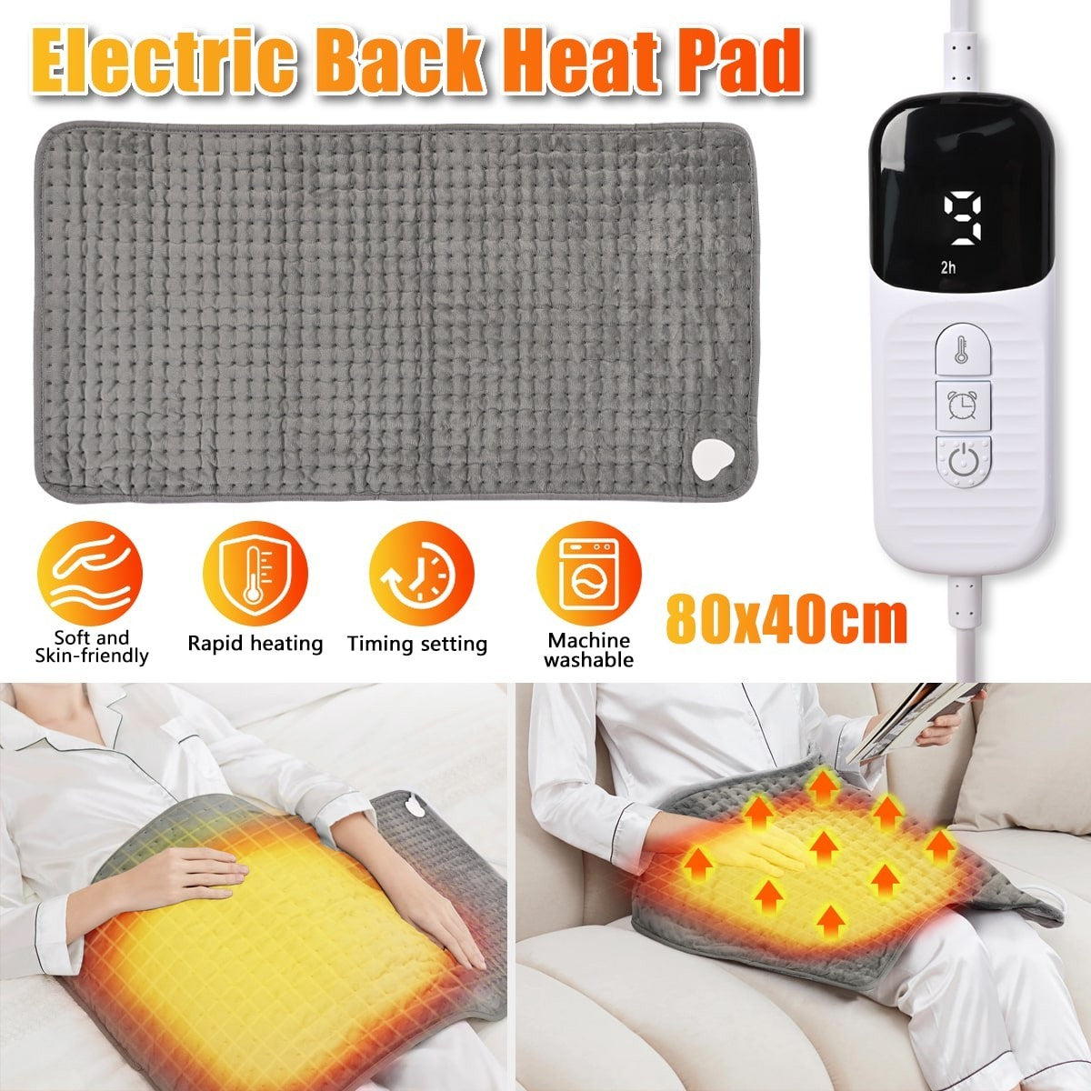 Heating pad Electric Heat Pad for Back Neck Shoulder Belly Pain Relief 40x80cm ~