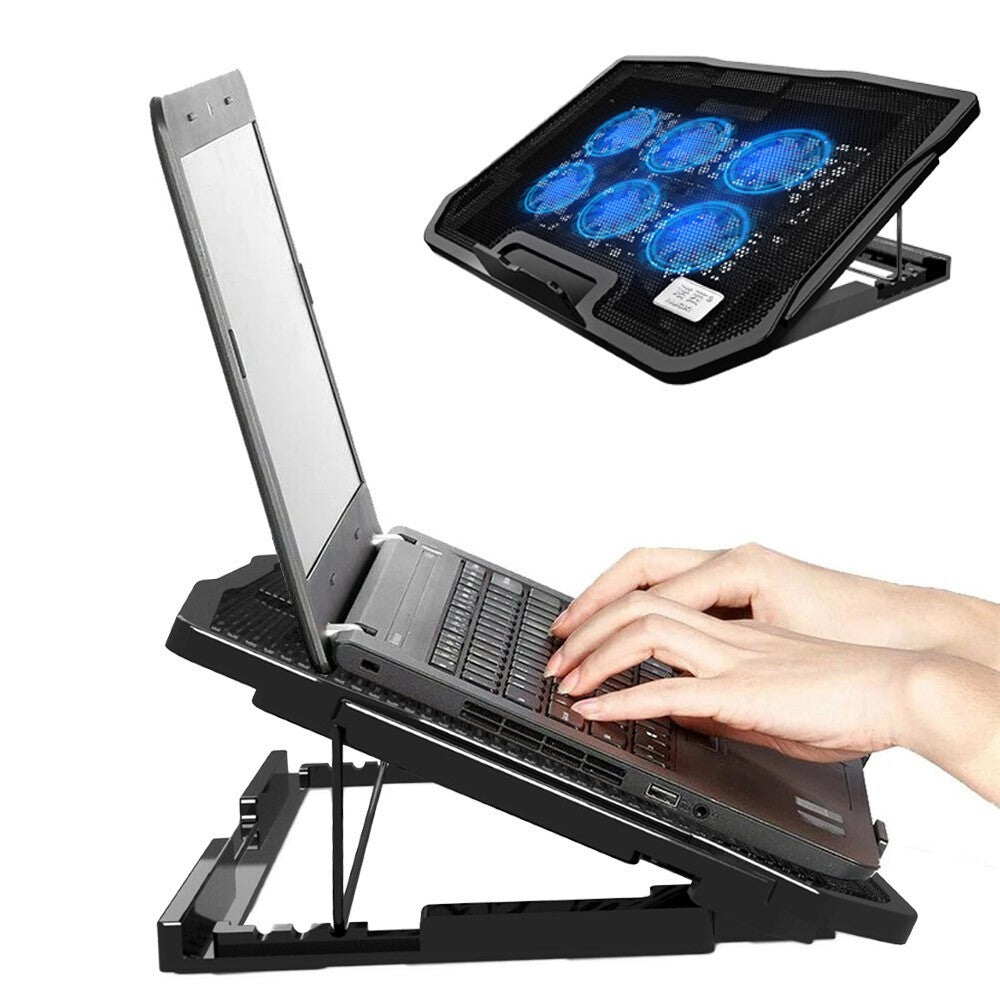 Laptop Cooler Stand 6 Powerful Quiet Fans Tilt Gaming Cooling Mat Pad for 12-17"