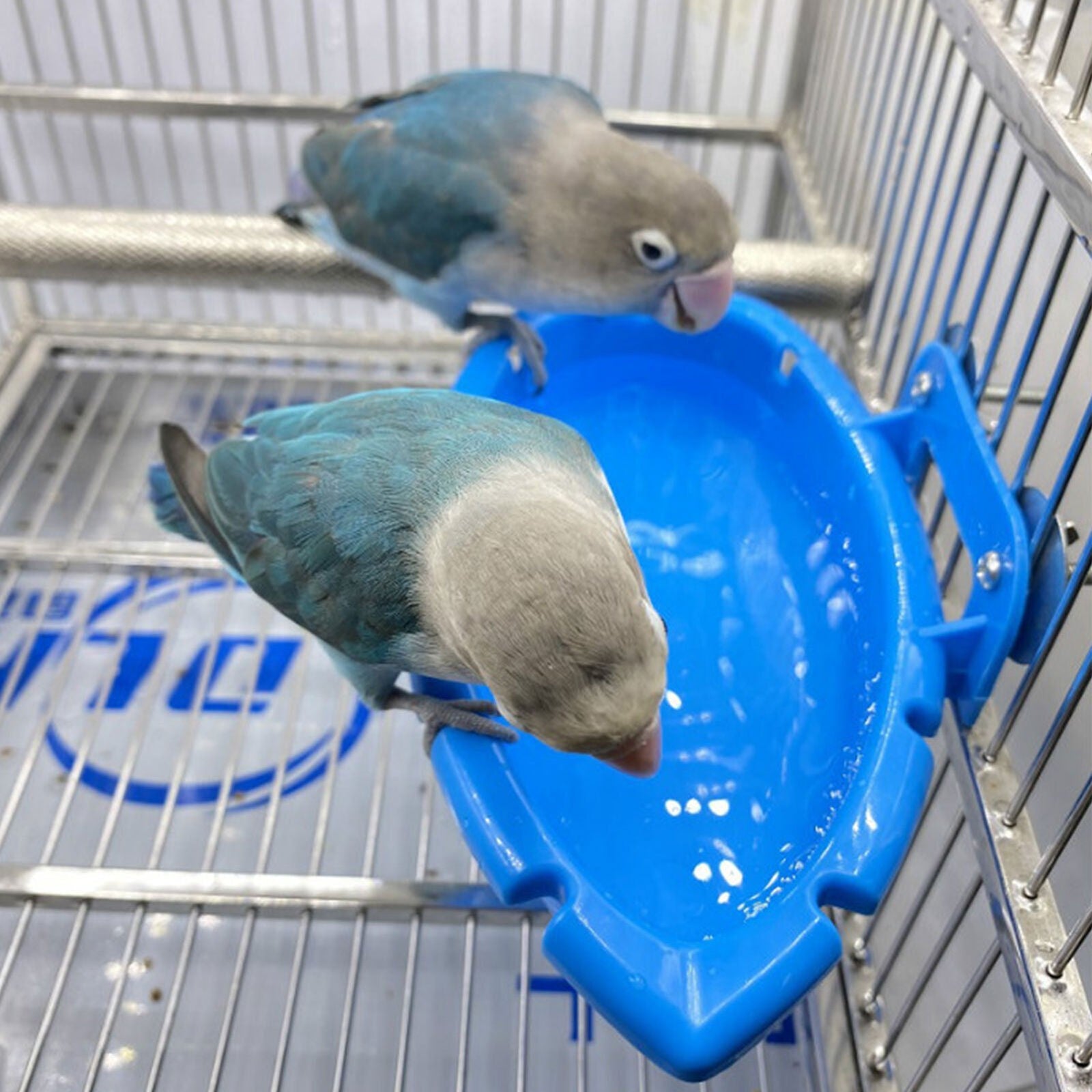Bird Water Bath Tub For Pet Bird Cage Hanging Bowl Parrots Parakeet Birdbath