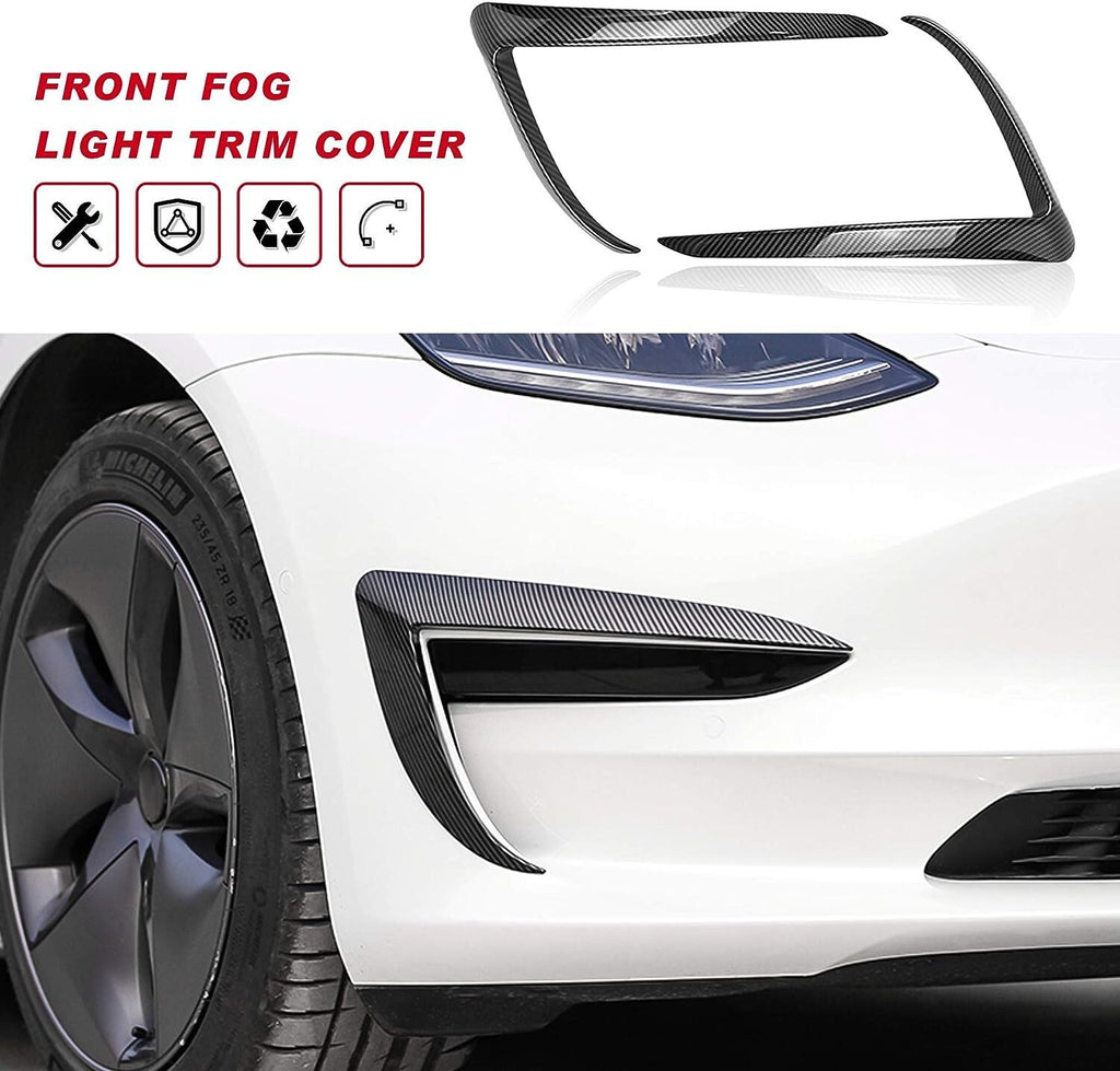 Tesla Model 3 Front Fog Light Trim Cover Fog Lamp Frame Blade Eyebrow Spoiler