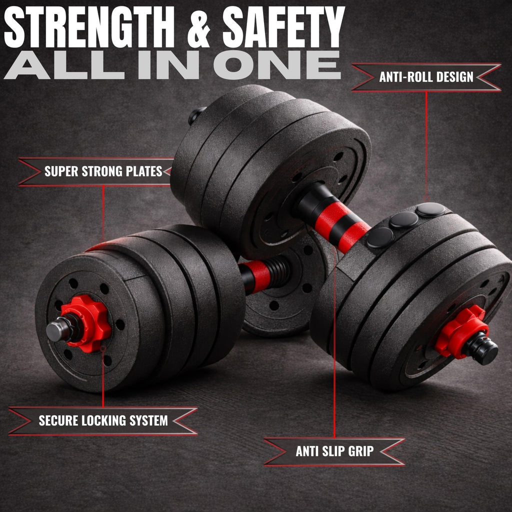 10KG/15KG Adjustable Dumbbell Barbell Set Hand Free Weights Home Gym Equipment