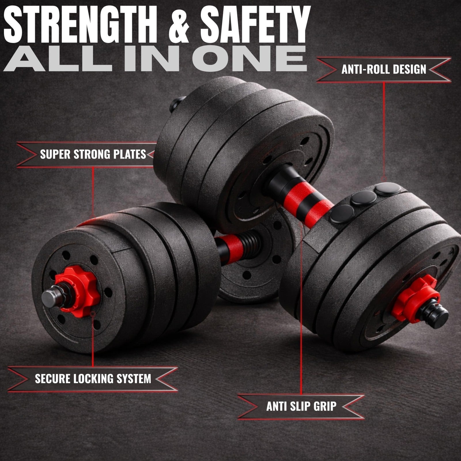 10KG/15KG Adjustable Dumbbell Barbell Set Hand Free Weights Home Gym Equipment