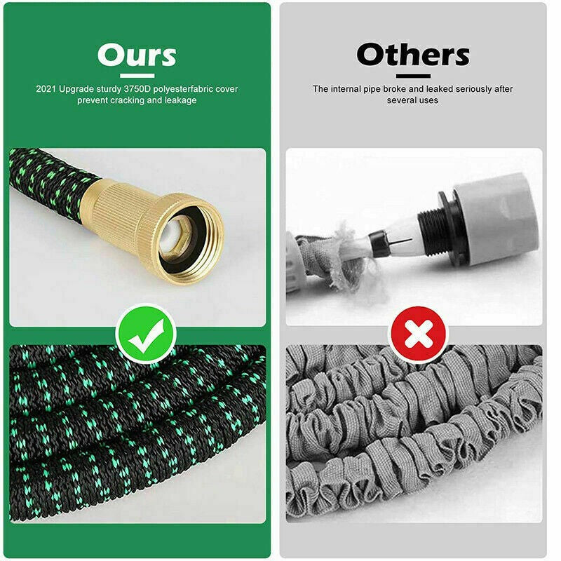 100FT 30M Expandable Garden Hose Pipe 10 Spray Nozzle Flexible Water Hose UK