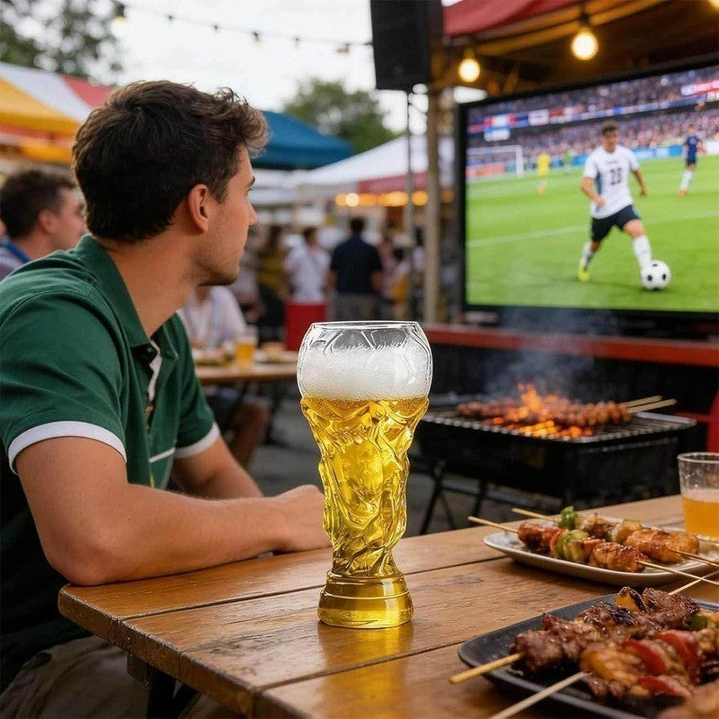 450/600/800ml Football Trophy Beer Glass Cup World Cup Shape Drinking Mug Clear