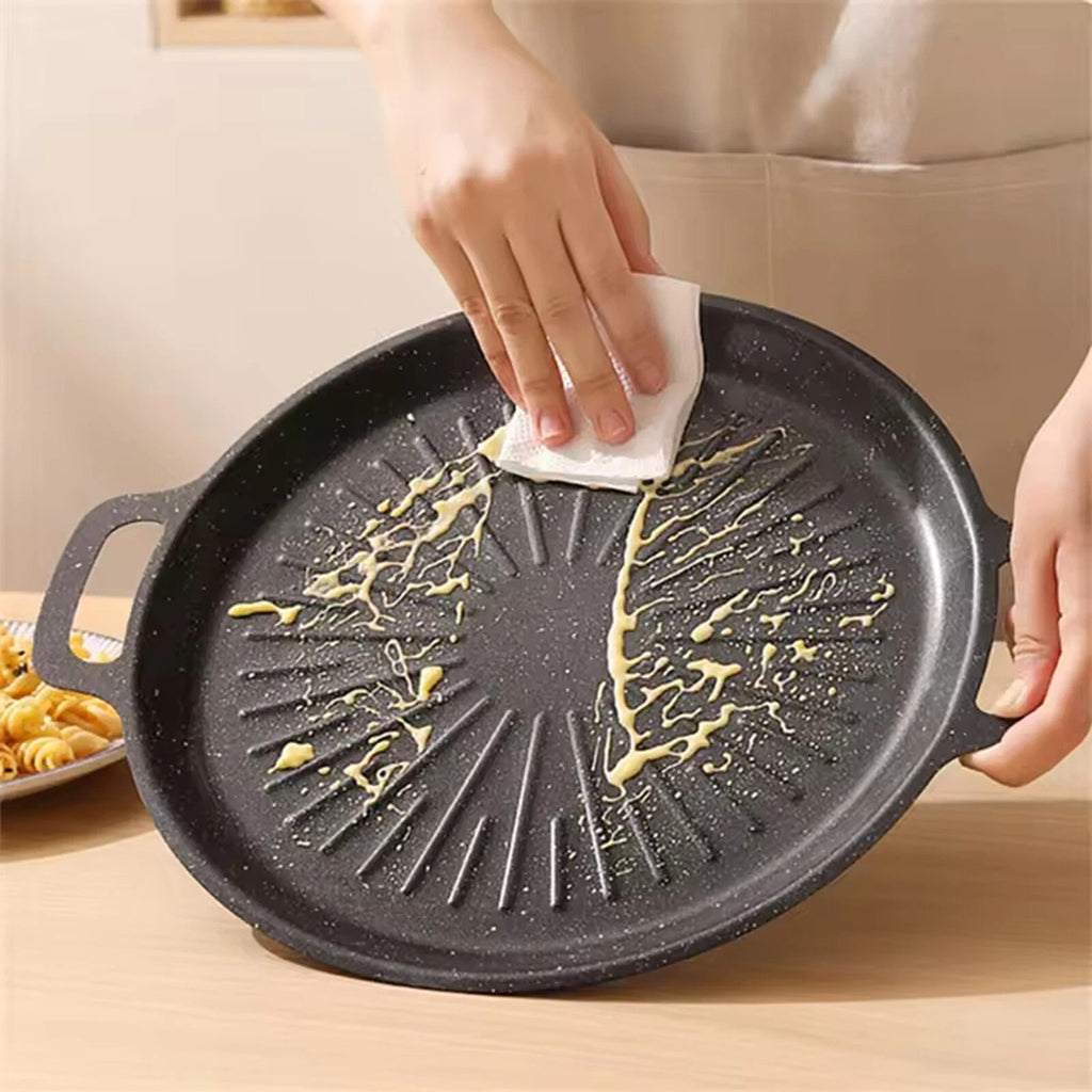 Cast Iron Griddle Hot Plate BBQ Grill Cooking Camping Hob Steak Party Barbecue