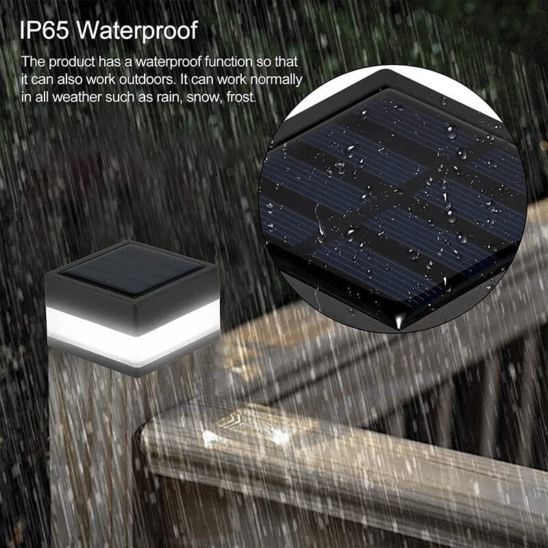 2X LED Solar Post Column Light Fence Solar Lamp Caps Outdoor Garden Light