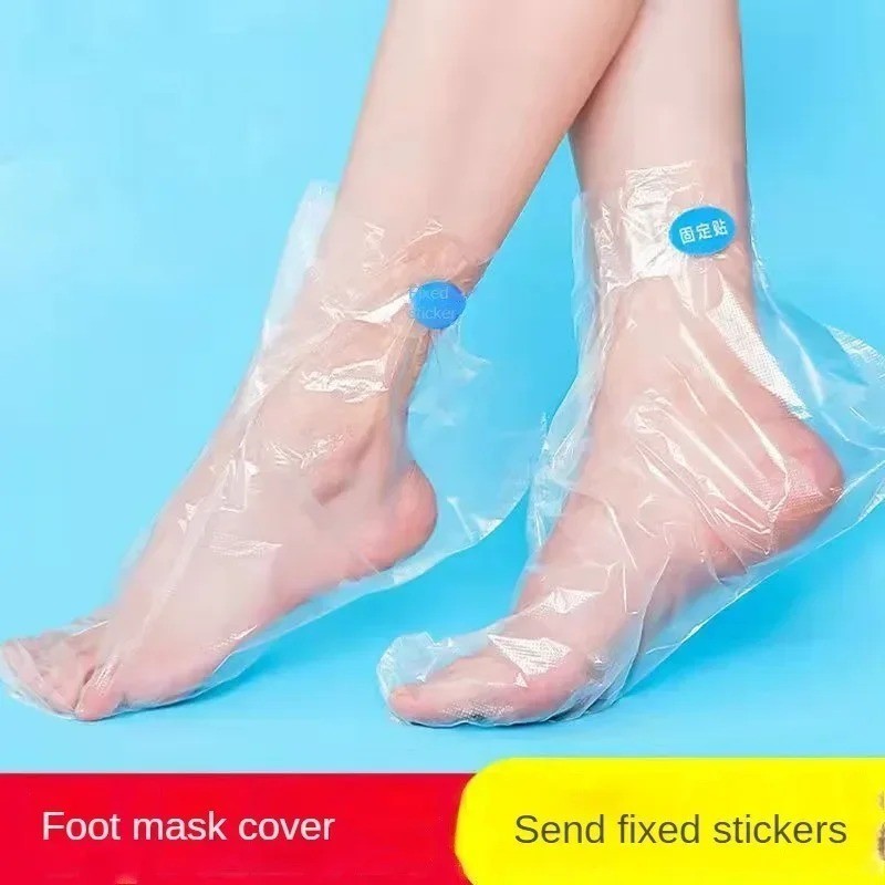 100pcs Disposable Bath Foot Covers Clear Plastic Pedicure Spa Wax Feet Socks
