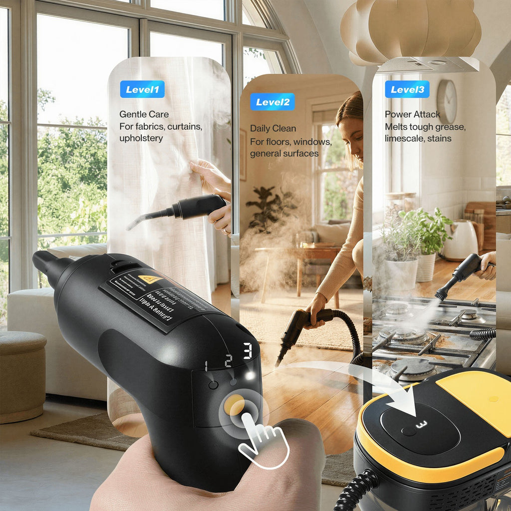 Steam Cleaner 3 Level Adjustable Handle 1.6L Tank Portable