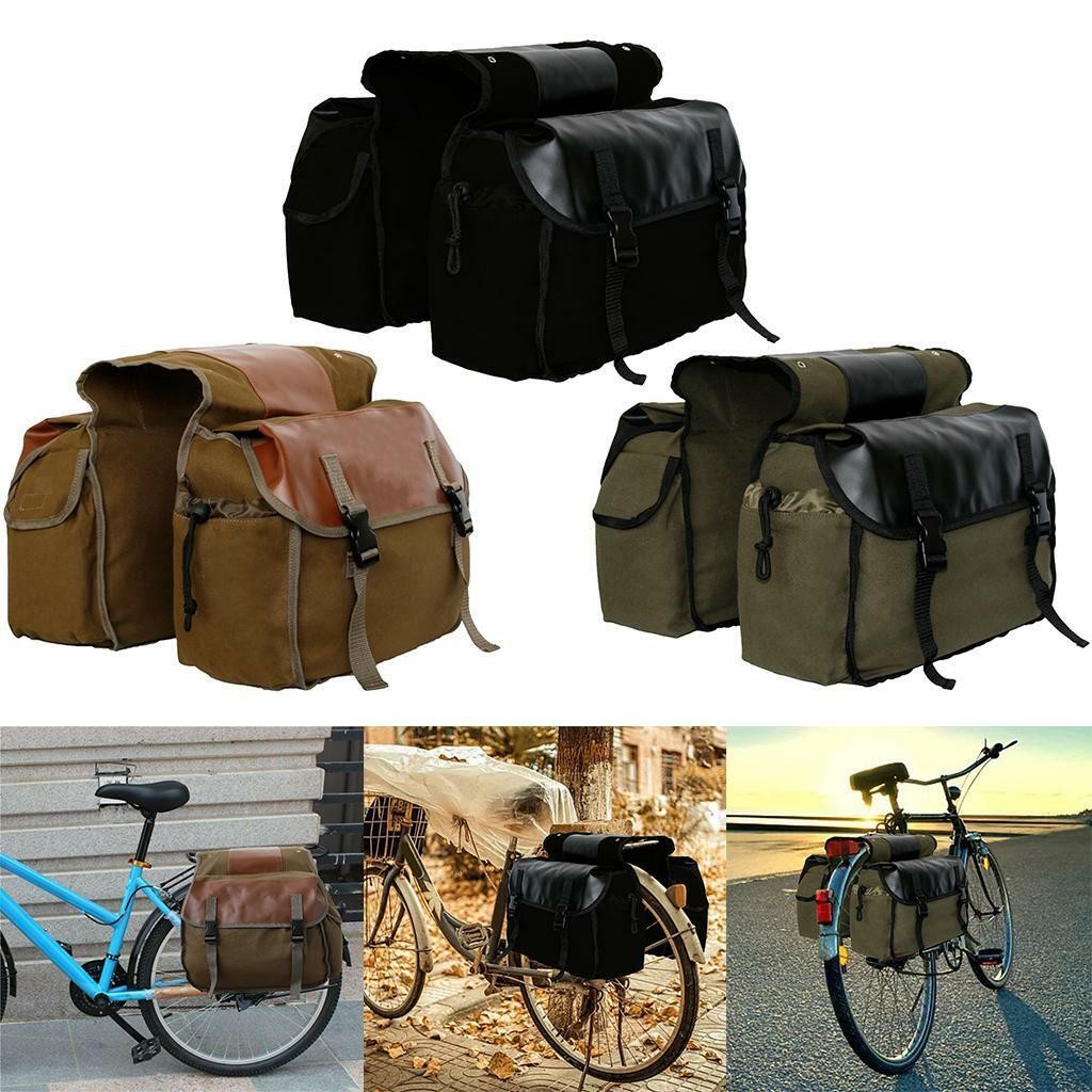 Waterproof Bike Double Pannier Bags Large Compartments Rear Seat Pack Saddle Bag