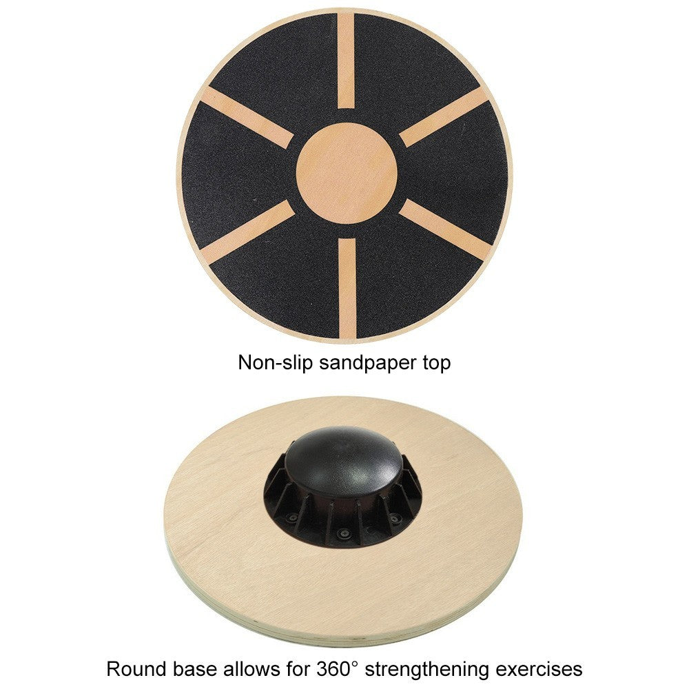 Non-Slip Wooden Wobble Board Balance Training Exercise Rehabilitation Fitness UK