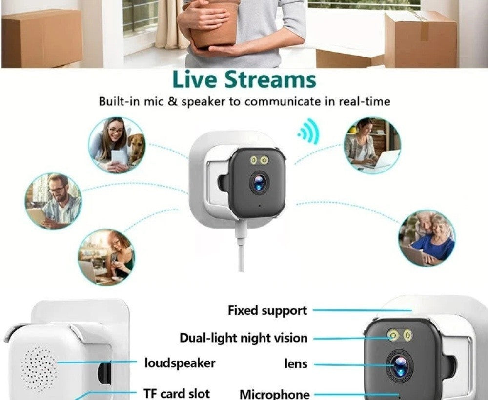 5G Window Security Camera 3MP Full Color Night Vision WiFi 2.4/5GHz Indoor Mount