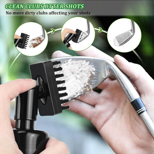 Golf Club Brush Groove Cleaner with Built-in Water Spray & Retractable Keychain