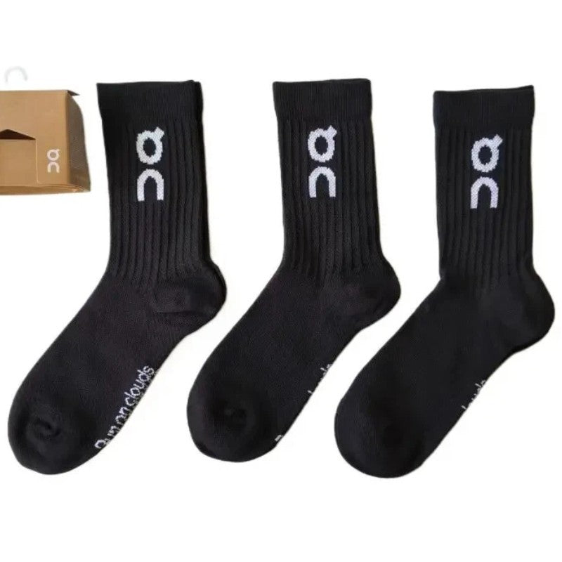3 Pairs New On Running Socks Solid Color Sports Socks