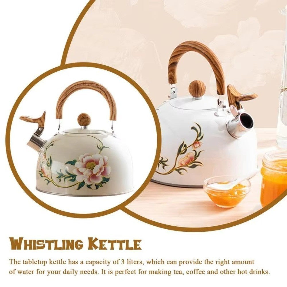 3L Stainless Steel Whistling Kettle Teapot Gas Induction Cooker Compatible
