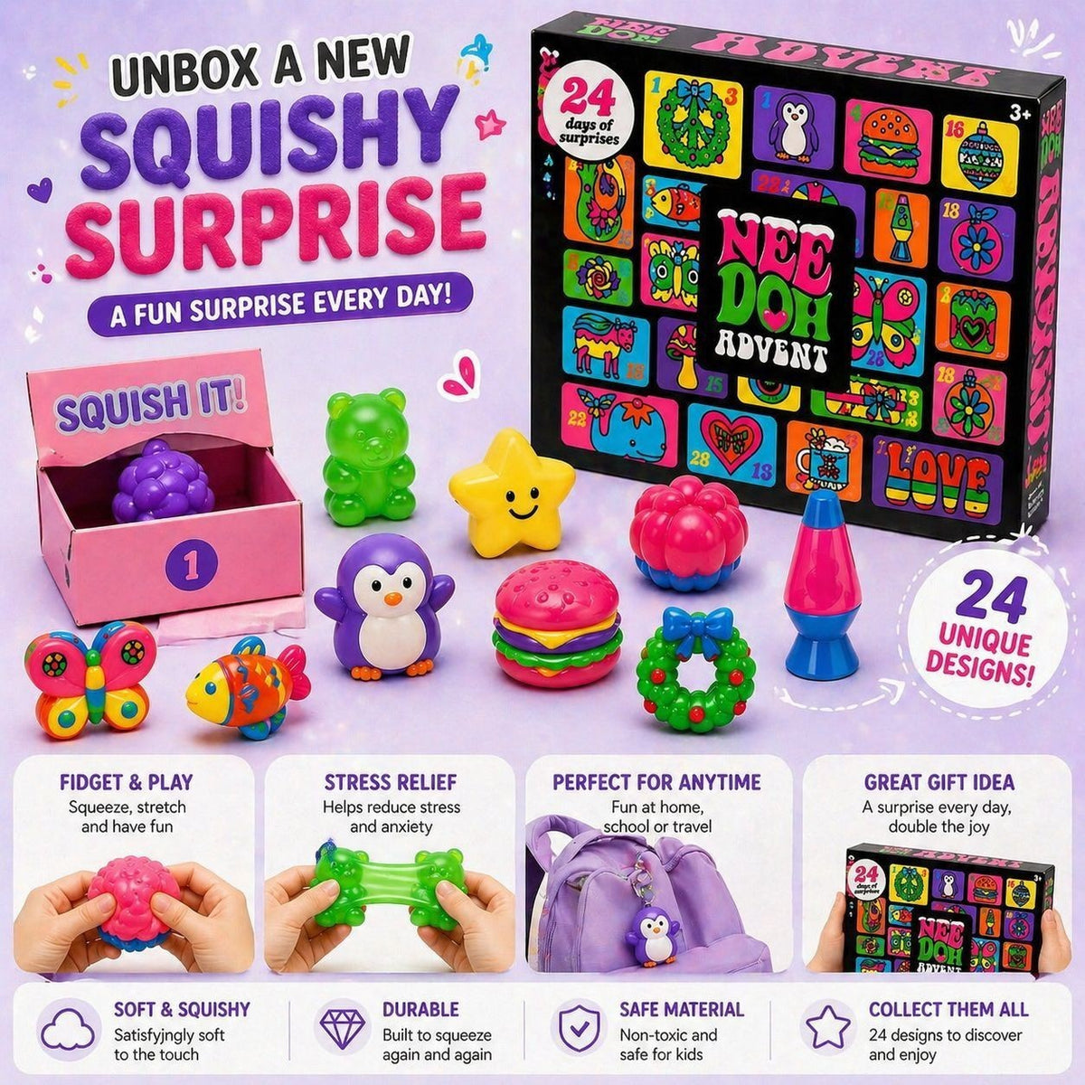 Hot Needoh Advent Calendar Gift For Children 24 Days of Surprises