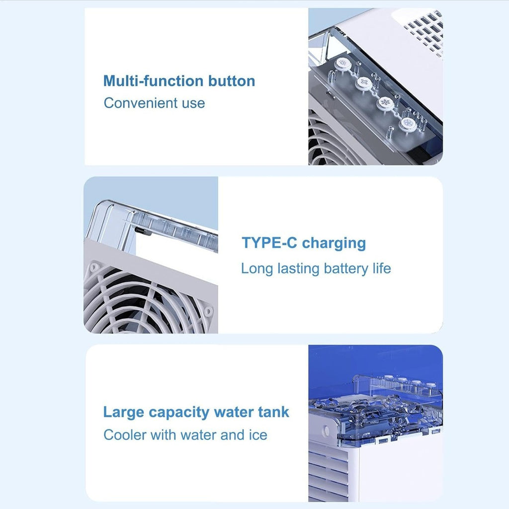 Mini Air Cooler Fan Portable Low Noise Water-Cooled Air Conditioning Unit 500ml