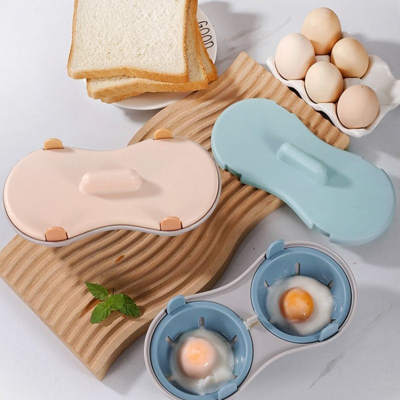 Microwave Cookware Cooker Egg Boiler Steamer Maker Poach Double Cup Eggs Poacher