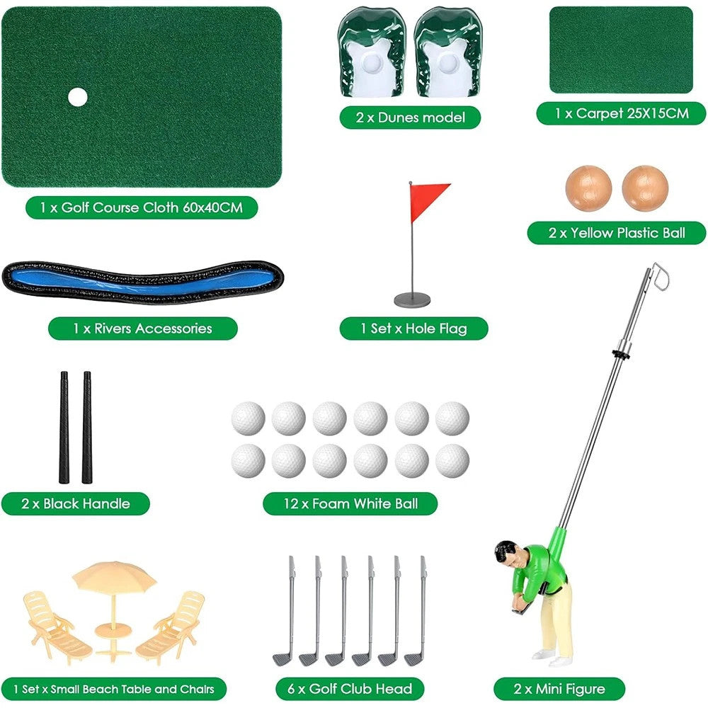 Indoor Mini Golfing Game Kit Golfs Toy Set w/Green Pad Putter Christmas Gifts