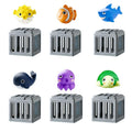 Interactive Pool Diving Rescued Toy Set For Kids Water Game Fun With Cage Animal