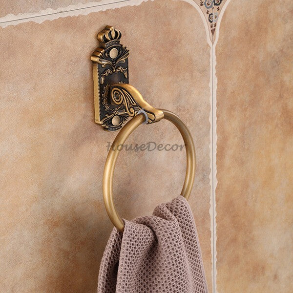 European Style Round Bath Towel Ring Holder Bathroom Towel Rack Clothes Hanger