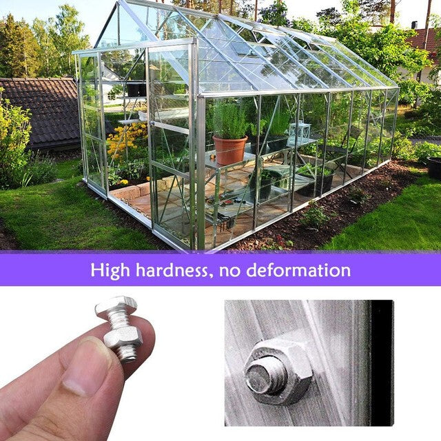 50X Greenhouse Bolts and Nuts Sets Glasshouse Aluminium Nuts & Bolts Square Head