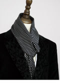 Mens 100 Silk Scarf Vintage Polka Dot Double Layer Long Neckerchief Black & Blue