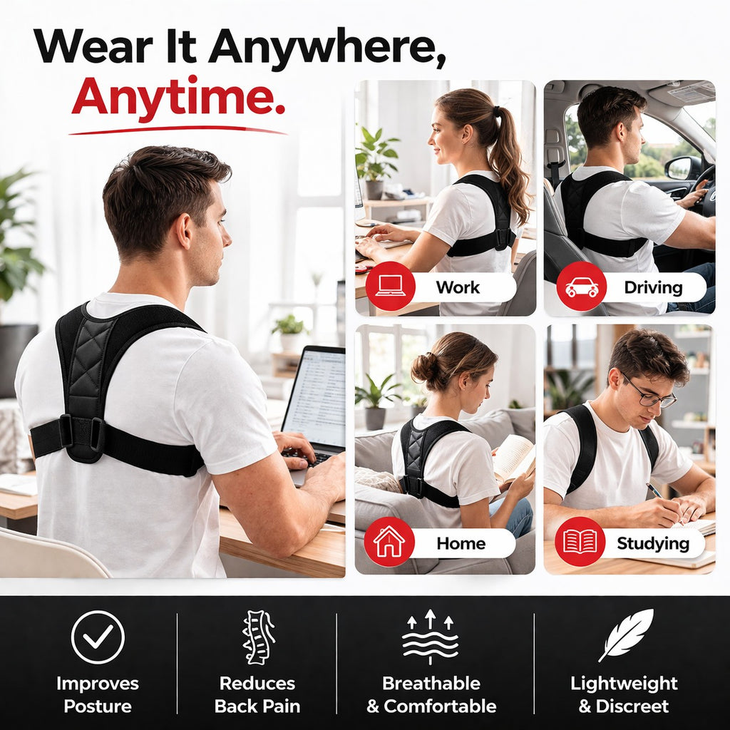 Posture Corrector Shoulder Support Belt Bad Back Brace Lumbar for Men & Women